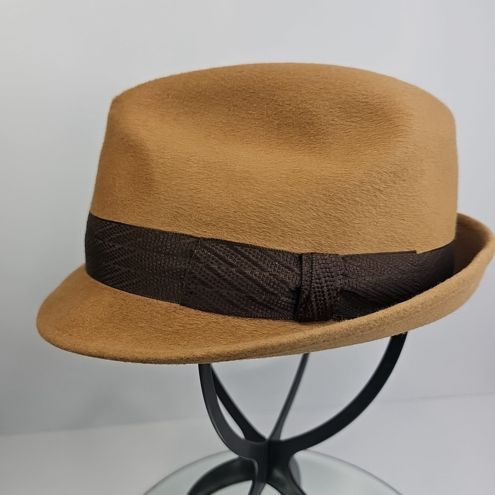 Stetson Premier Womens Fedora Stingy Brim Fur Felt Hat Brown Unisex